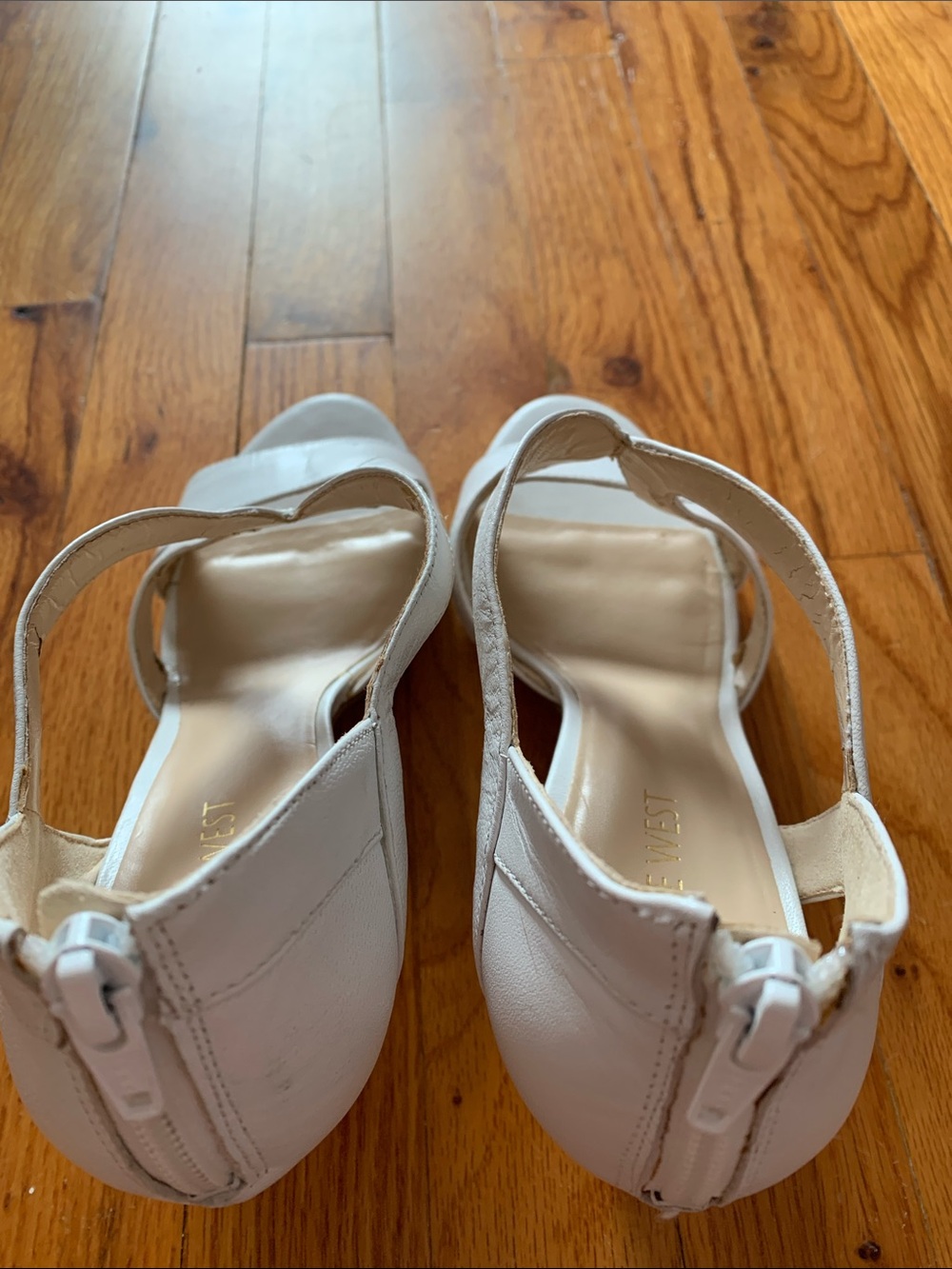 Nine West White Cutout Leather Heels - Picture 4 of 7
